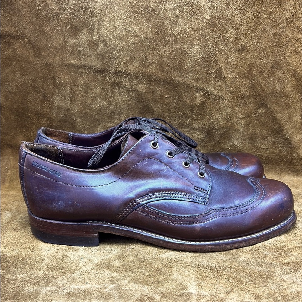 Wolverine 1000 Mile Brown Wingtip Shoes - Picture 2 of 8